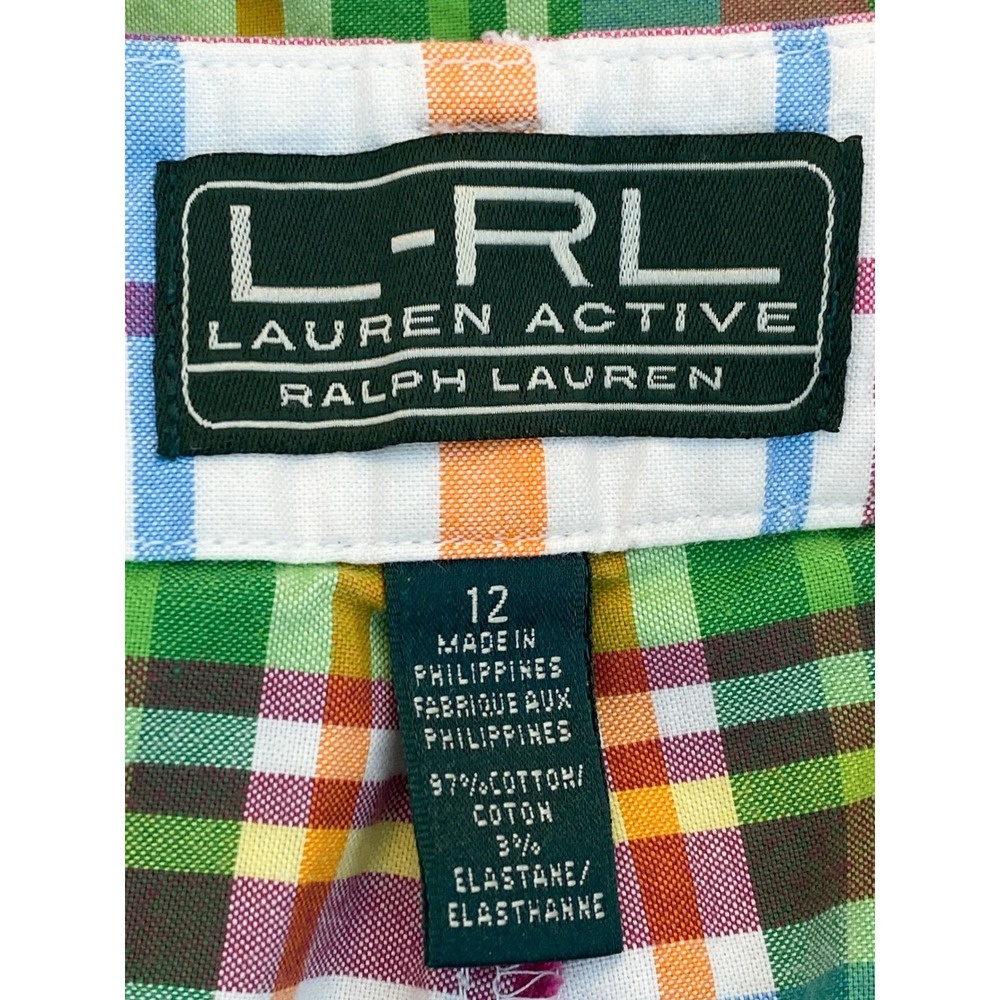 Lauren Ralph Lauren Active Women Shorts 12 Madras Plaid Y2K Golf Preppy Colorful - Picture 6 of 7
